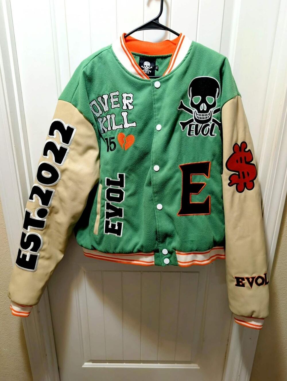 Evol Varsity Jacket Loyalty Money Rapper Future Men's 3XL Unique! Green Tan